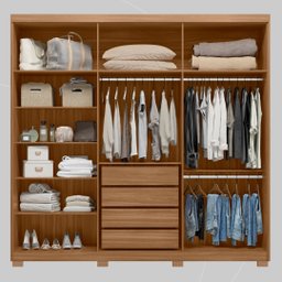 Guarda Roupa Casal 6 Portas e 4 Gavetas Venice - Amêndola Touch/off White - 3