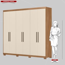 Guarda Roupa Casal 6 Portas e 4 Gavetas Venice - Amêndola Touch/off White - 4