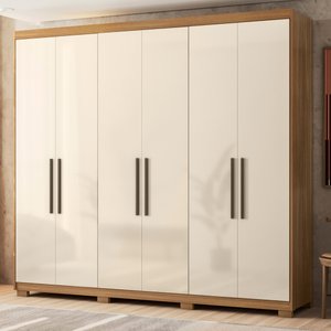 Guarda Roupa Casal 6 Portas e 4 Gavetas Venice - Amêndola Touch/off White