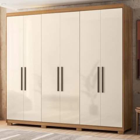 Guarda Roupa Casal 6 Portas e 4 Gavetas Venice - Amêndola Touch/off White
