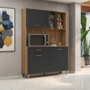 Ver imagem 2 de Kit Cozinha Armário com Balcão Completo 4 Portas 1 Gaveta - Grafite