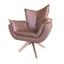 Ver imagem 1 de Poltrona Giratória Estofada Madeira Maciça Anatômica Courino:conhaque