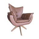 Ver imagem 4 de Poltrona Giratória Estofada Madeira Maciça Anatômica Courino:conhaque