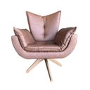 Ver imagem 2 de Poltrona Giratória Estofada Madeira Maciça Anatômica Courino:conhaque