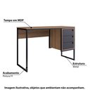 Ver imagem 2 de Kit Escritório Industrial c/Mesa com 3 Gavetas e Estante - Mel/Preto/Grafite