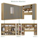 Ver imagem 6 de Guarda-Roupa de Canto com Espelho Modulado 11 Portas 4 Gavetas Portugal Cinza/Jequitibá/Granizo