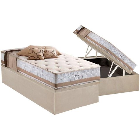 Cama Box Baú Solteiro: Colchão Molas Masterpocket Ensacadas Herval Maxspring Spain + Base Crc