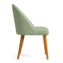 Ver imagem 5 de Kit 02 Cadeiras Poltrona de Jantar Estofada Luna Boucle Verde Pistache Pés Palito Castanho - Pallazi