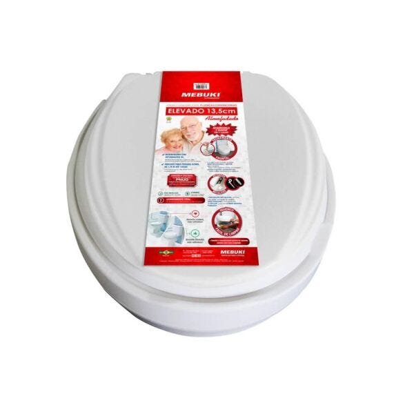 Jogo 2 Assentos Sanitários Elevado 13,5 cm Almofadado Branco - Mebuki - 2