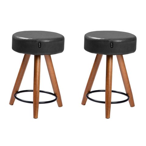 Kit 2 Banco Banqueta Paris Baixa 50cm Couríssimo Preto - Salaone Preto