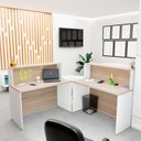 Ver imagem 2 de Balcão Atendimento de Canto em L Recepção Consultório 120x60 Netmobil - Dubai/branco