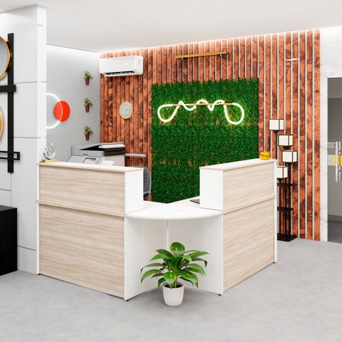 Balcão Atendimento de Canto em L Recepção Consultório 120x60 Netmobil - Dubai/branco