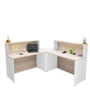 Ver imagem 3 de Balcão Atendimento de Canto em L Recepção Consultório 120x60 Netmobil - Dubai/branco
