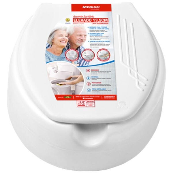 Jogo 2 Assentos Sanitários Elevado 13,5cm Branco - Mebuki - 2