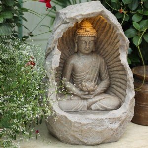 Fonte com Buda em Poliresina e com Iluminação (40x29x56cm)