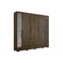 Ver imagem 3 de Guarda Roupa Casal 8 Portas e 6 Gavetas C/ Espelho e Pés Master 8.6 Jatoba/grafitte - Santos Andir