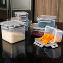 Ver imagem 3 de Pote Hermético Organizador Tampa com Trava Click Organizar Despensa Armário Geladeira Porta Matiment