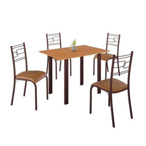 Conjunto Sala de Jantar Mila 4 Cadeiras Ella Marrom C- Jambo
