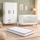 Ver imagem 1 de Kit Quarto de Bebê Q Encanto Retrô com Berço Mini Cama Guarda Roupa 3 Portas e Colchão D18 130x70 Mo