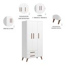 Ver imagem 6 de Kit Quarto de Bebê Q Encanto Retrô com Berço Mini Cama Guarda Roupa 3 Portas e Colchão D18 130x70 Mo