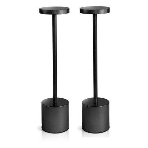 Par 2x Luminária de Mesa Touch Candeeiro Led sem Fio Recarregável Preta