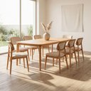 Ver imagem 2 de Mesa de Jantar Andaluz com 8 Cadeiras Pollo Boucle Mescla Bege 220cm