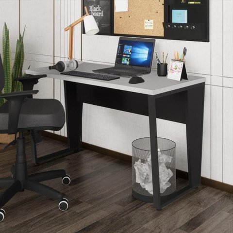 Escrivaninha Mesa de Escritório 120cm Multimóveis Cr25327 Cinza Preto