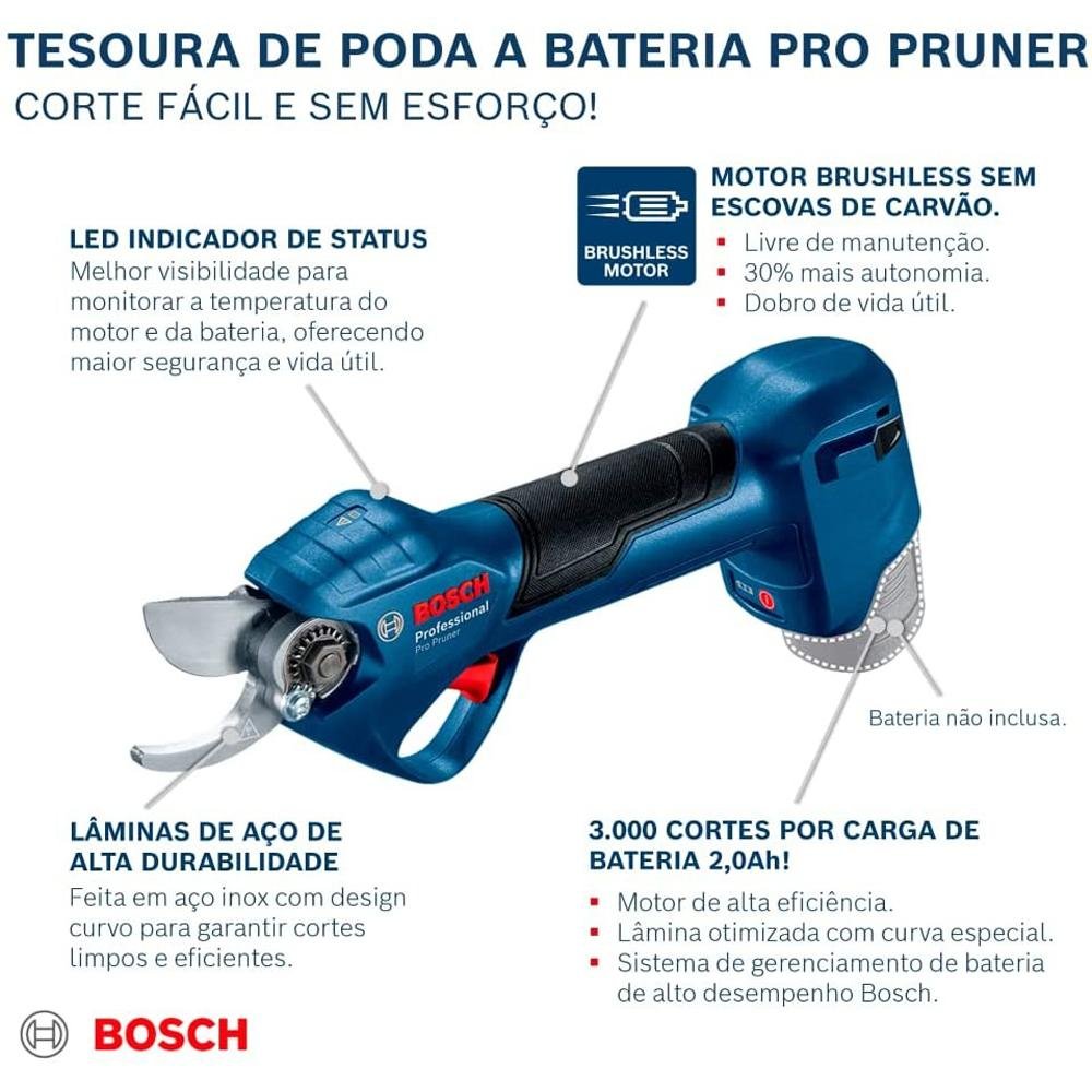 Tesoura de Poda à bateria Bosch Pro Pruner Bruhless 12 Volts - 6