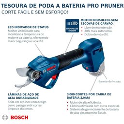 Tesoura de Poda à bateria Bosch Pro Pruner Bruhless 12 Volts - 6 Tesoura de Poda à bateria Bosch Pro Pruner Bruhless 12 Volts - 6