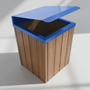 Ver imagem 4 de Lixeira de Madeira Plastica com Tampa Basculante Azul 68l