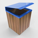 Ver imagem 2 de Lixeira de Madeira Plastica com Tampa Basculante Azul 68l