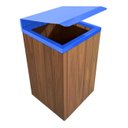 Ver imagem 1 de Lixeira de Madeira Plastica com Tampa Basculante Azul 68l