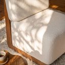 Ver imagem 3 de Poltrona Decorativa Rafaela Premium Base Madeira Moderna Sala Recepção Design Orgânico Bouclê Bege -
