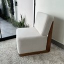 Ver mais imagens de Poltrona Decorativa Rafaela Premium Base Madeira Moderna Sala Recepção Design Orgânico Bouclê Bege -