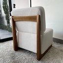 Ver imagem 5 de Poltrona Decorativa Rafaela Premium Base Madeira Moderna Sala Recepção Design Orgânico Bouclê Bege -