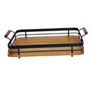 Ver imagem 1 de Bandeja de Bambu e Metal para Cozinha 35x25 Cm