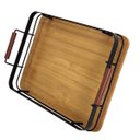 Ver imagem 4 de Bandeja de Bambu e Metal para Cozinha 35x25 Cm