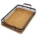 Ver imagem 2 de Bandeja de Bambu e Metal para Cozinha 35x25 Cm