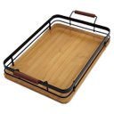 Ver imagem 2 de Bandeja de Bambu e Metal para Cozinha 35x25 Cm