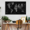 Quadro Mapa Mundi Preto E Branco:90x60 cm/BORDA INFINITA - 8