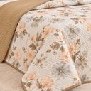 Ver imagem 4 de Kit Cobre Leito Floratta Casal Percal 150 Fios Dupla Face Estampado Colcha 3 Peças Floral Bege