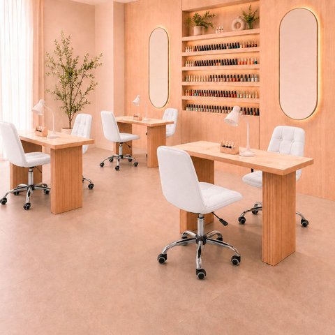 Kit 6 Cadeiras Office Botonê Giratória Ergonômica para Escritório Branco