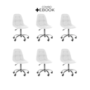 Ver imagem 1 de Kit 06 Cadeiras Office Eiffel Botonê Ajustável Base Giratória - Branco + E-book