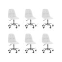 Ver imagem 2 de Kit 06 Cadeiras Office Eiffel Botonê Ajustável Base Giratória - Branco + E-book