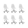 Kit 06 Cadeiras Office Eiffel Botonê Ajustável Base Giratória - Branco + E-book - 2