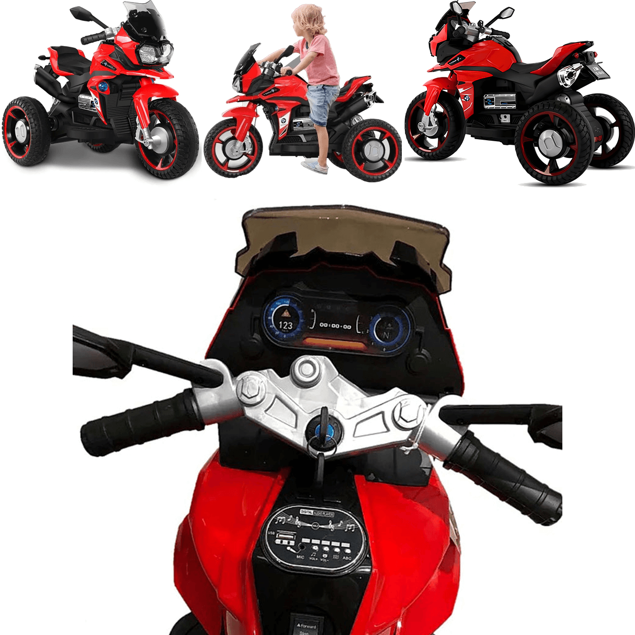 Moto Triciclo Eletrico Shiny Toys Nierle R1600 Gs 6v Vermelha - 3