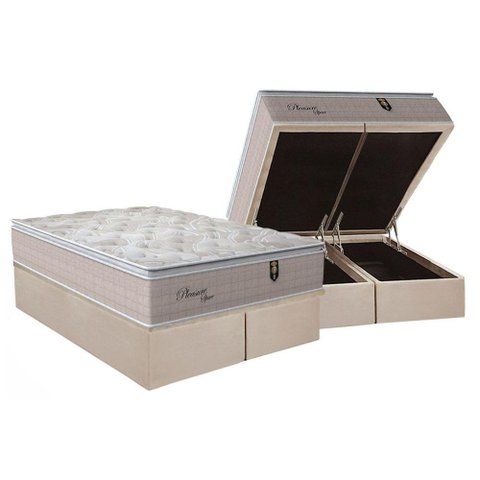 Cama Box Baú Queen: Colchão Molas MasterPocket Ensacadas Orthoflex Pleasure + Base CRC Suede Clean(1