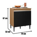 Ver imagem 4 de Balcão para Cooktop Andréia 2 Portas Amendoa Preto Ajl