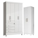 Ver imagem 1 de Guarda Roupa Infantil Sobral e Armário Multiuso New Íris Branco Brilho - Moval
