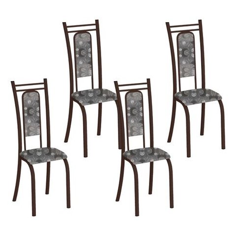 Kit 4 Cadeiras Paris Corino Paraopeba Tubo Marrom Cafe